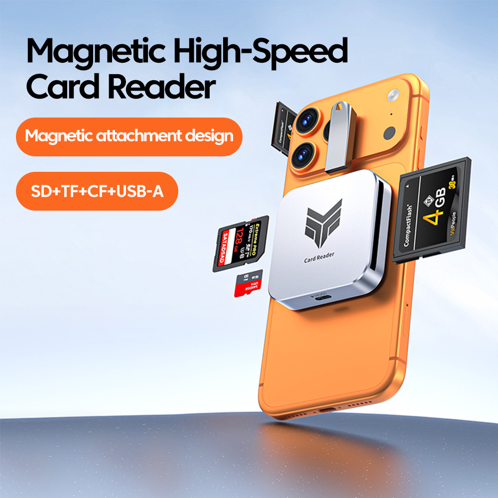 Microsd Card Tablet - 자석 부착식 4-in-1 카드 리더기(CF+SD+TF+USB)와 듀얼